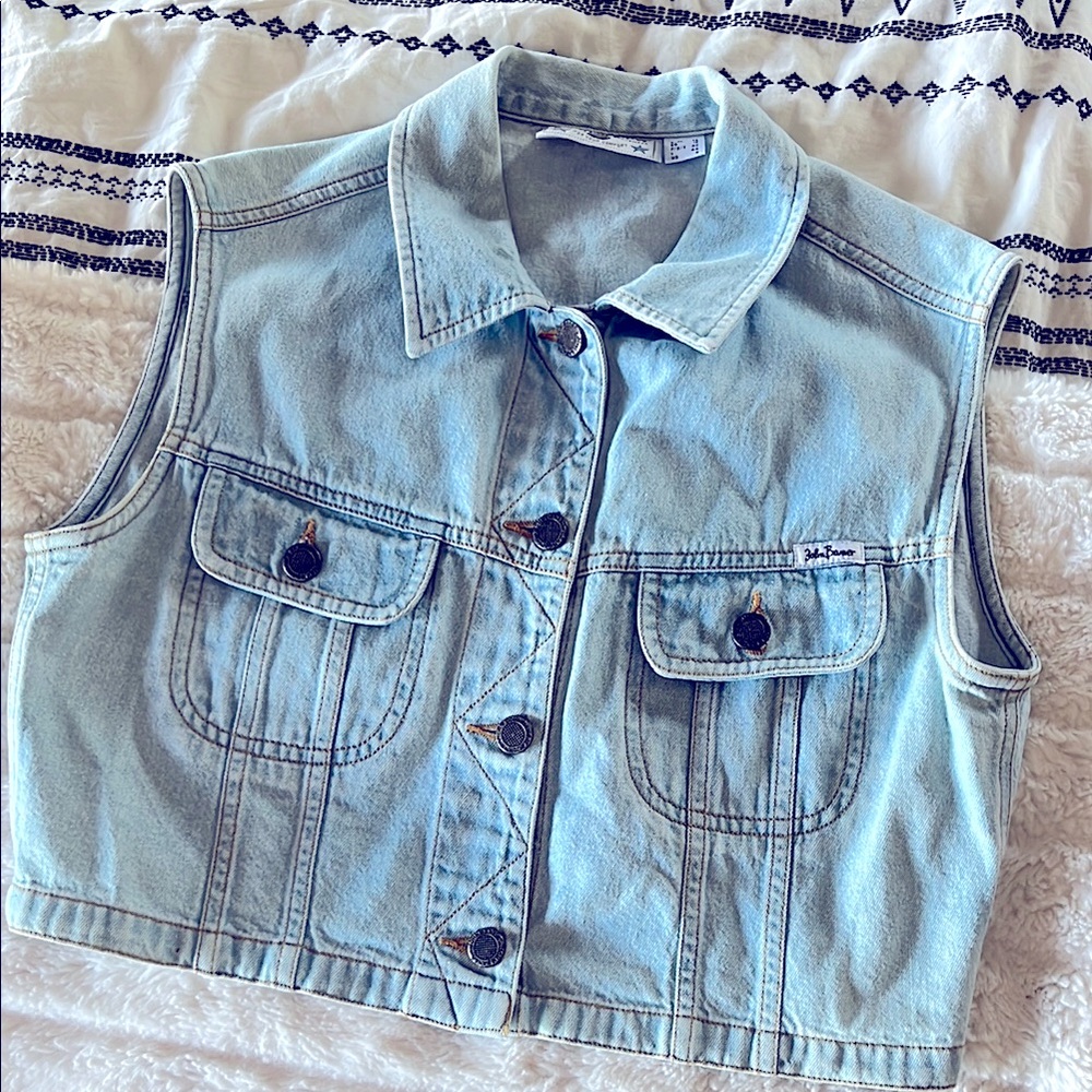 Vintage John Baner denim vest womens size 8 Medium M western indie boho